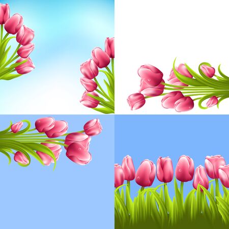 Tulip bouquets setのイラスト素材
