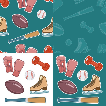 Vintage sport equipment. Hand drawn icons setのイラスト素材