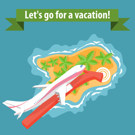 Flat illustration of summer holiday vacationのイラスト素材