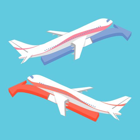 Airplane Icon Flat Minimal with Arrowのイラスト素材