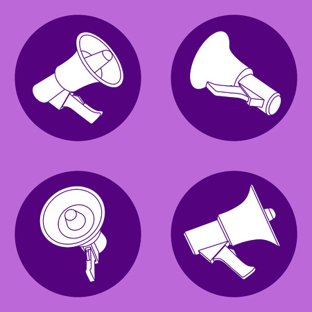 Megaphone communication vector flat concept projection backgroundのイラスト素材