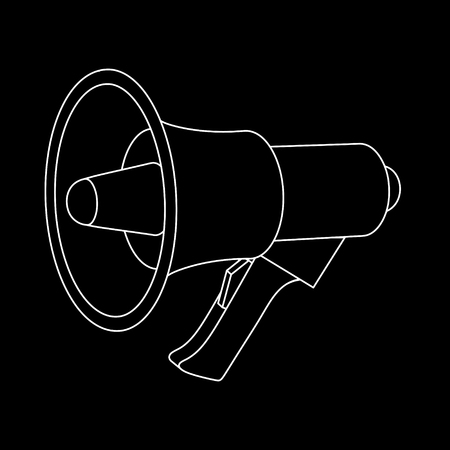 Megaphone communication vector flat concept black backgroundのイラスト素材