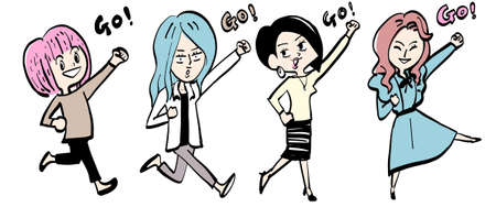 4 Types of Female Characters go!のイラスト素材