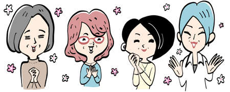 middle-aged and elderly ladysのイラスト素材