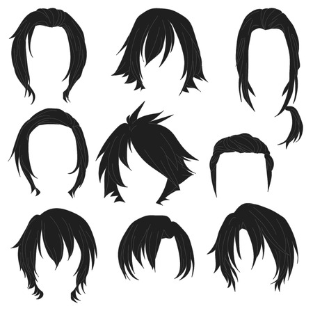 Hair styling for woman drawing Black Set 3. illustration isolated on white Backgroundのイラスト素材