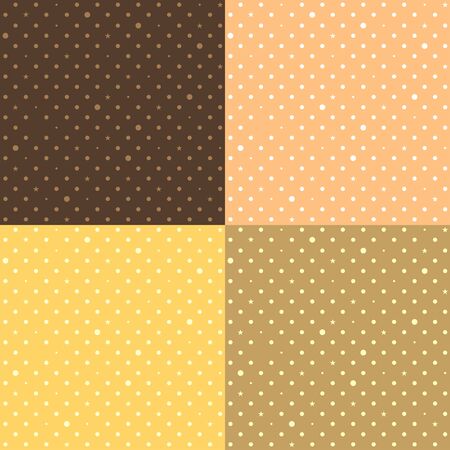 Set Orange Yellow Star Polka Dots Background Vector Illustrationのイラスト素材
