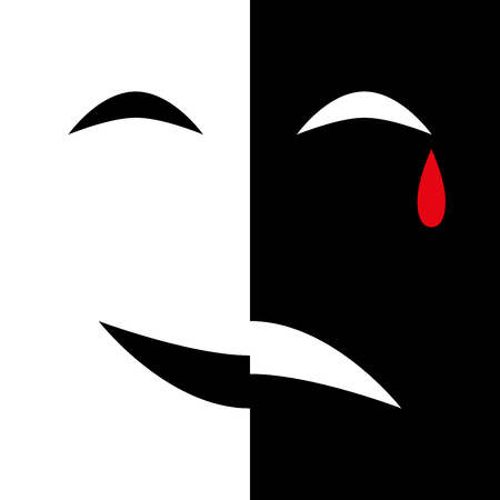 Mask Smile Sad Cry Vector Illustrationのイラスト素材