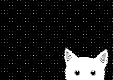 White Cat Dots Background Vector Illustrationのイラスト素材