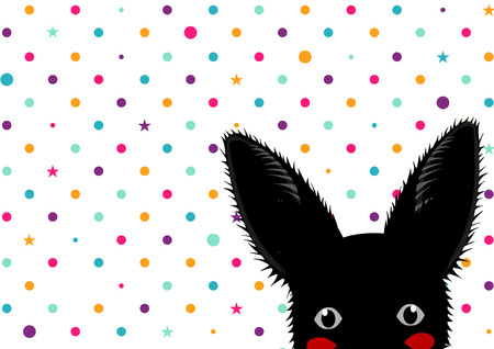 Black Rabbit Colorful Dots Star Background Vector Illustrationのイラスト素材