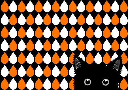 Black Cat Orange White Drops Background Vector Illustrationのイラスト素材