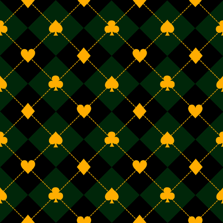 Card Suits Black Green Diamond Background Vector Illustrationのイラスト素材