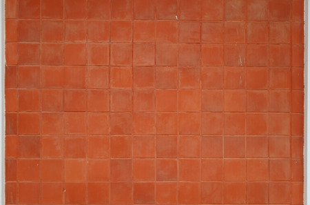 Red Square Brick Wall with White Frame Texture Pattern Background.の写真素材