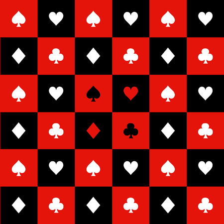 Card Suits Red Black White Chess Board Background Vector Illustrationのイラスト素材