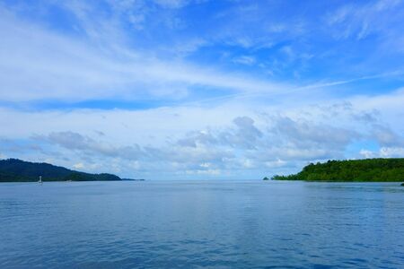 Beautiful Andaman Sea and Blue Sky in Krabi, Thailand. Landscape Background.