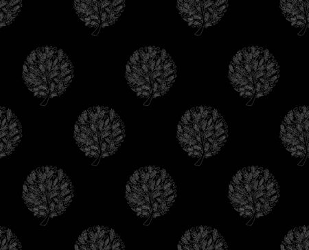 White Tree Seamless on Black Background. Vector Illustration.のイラスト素材