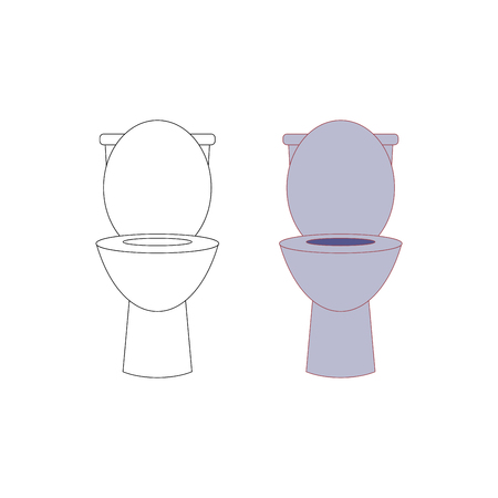 Toilet and outline. Isolated on white background.のイラスト素材
