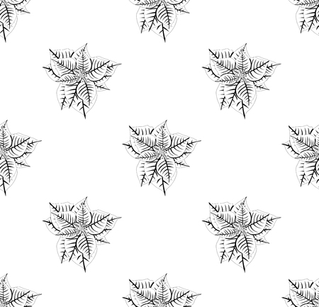 Red Poinsettia Seamless on White Background. Vector Illustration.のイラスト素材