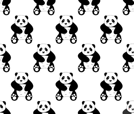 Cute Panda on White Background. Vector Illustration.のイラスト素材