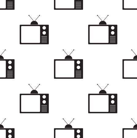 Old Television icon Vector Illustration. Monitor TV. Seamless on White Background.のイラスト素材