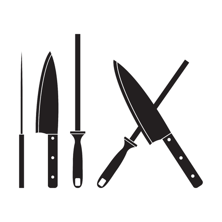 Knife and Sharpener icon Vector Illustration. Flat Sign isolated on White Background.のイラスト素材