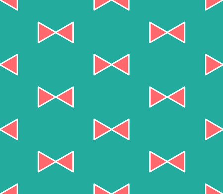 Cute Red Ribbon on Green Mint Background. Vector Illustration.のイラスト素材