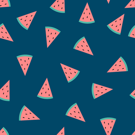 Cute Slice Watermelon Indigo Blue Background. Vector Illustration.のイラスト素材