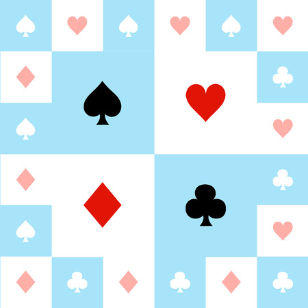 Card Suits Blue Red White Chess Board Background Vector Illustration
