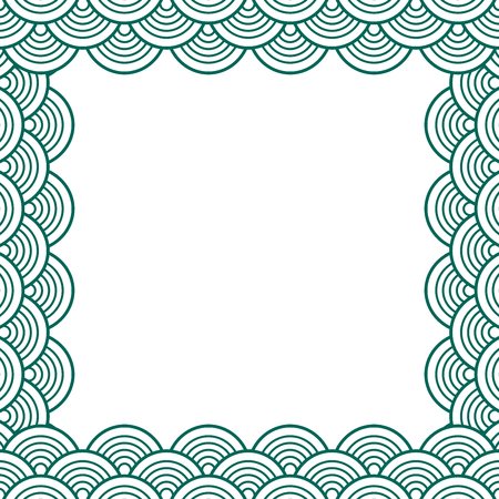 White Green Traditional Wave Japanese Chinese Seigaiha Border. Vector Illustrationのイラスト素材