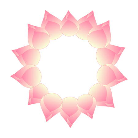 Pink Bud Indian lotus Wreath. (Nelumbo nucifera,sacred lotus, bean of India, Egyptian bean. National flower of India and Vietnam) Vector Illustration.のイラスト素材