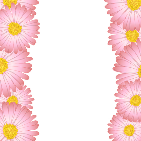 Pink Aster, Daisy Flower Border. Vector Illustration.のイラスト素材