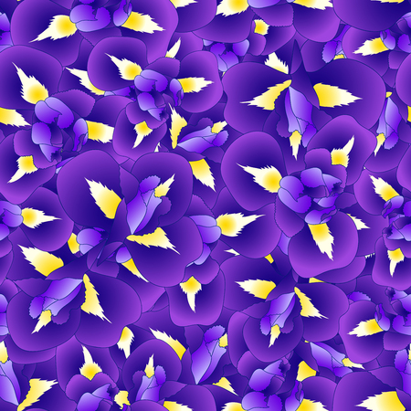 Dark Blue Purple Iris Flower Seamless Background. Vector Illustration.のイラスト素材