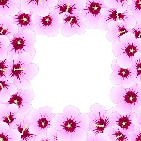 Hibiscus syriacus - Rose of Sharon Border. Vector Illustration.のイラスト素材