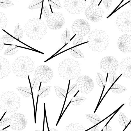 Dahlia Flower Outline Background. Mexico's national flower. Vector Illustration.のイラスト素材