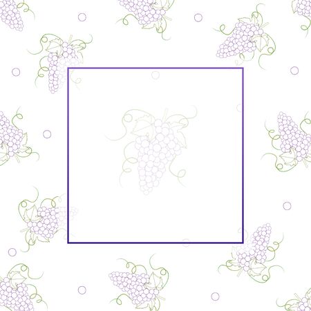 Colorful Line Grape Banner on White Background. Vector Illustration.のイラスト素材