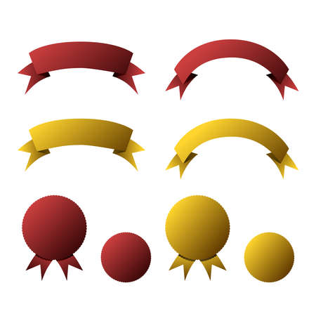 Red and Gold Ribbon Banner Set. Vector Illustration.のイラスト素材