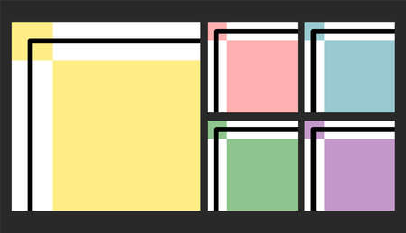Colorful Pastel Stripe Template Banner Set. Green, Purple, Blue Yellow, Pink Square Background. Vector Illustration.のイラスト素材