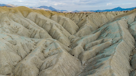 lunar landscape with badlands formations with incredible shapes in Murciaの写真素材