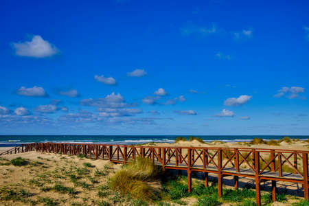 Wooden road to the beachの写真素材