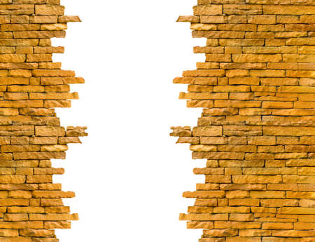 Background brick old ruins isolated on white background.の写真素材