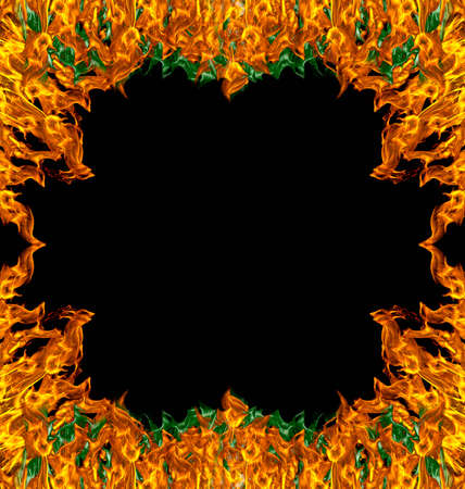 fire flame with sparks on a black background.