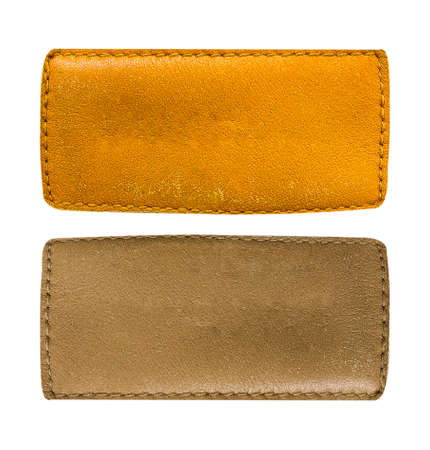 Leather label. jeans isolated white backgroundの写真素材