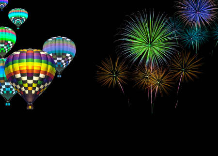 Balloon fireworks on a black background.の写真素材
