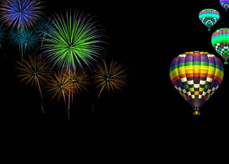 Balloon fireworks on a black background.の写真素材