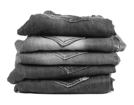jeans stacked isolated on white background.