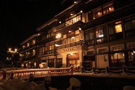 Ginzan Onsen (Japanese Traditional Hotels) in Yamagata Japanのeditorial素材