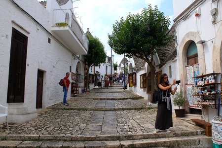 Trulli houses with conical roofs in Alberobello, Italy, Pugliaのeditorial素材