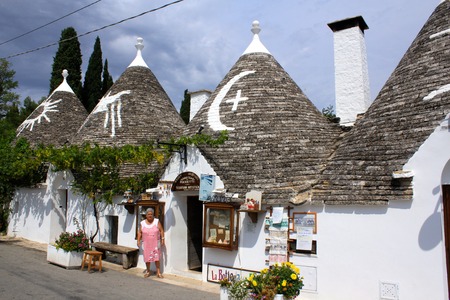Trulli houses with conical roofs in Alberobello, Italy, Pugliaのeditorial素材