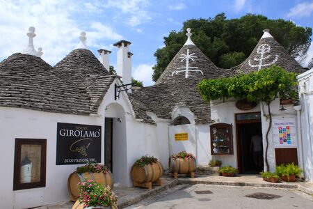 Trulli houses with conical roofs in Alberobello, Italy, Pugliaのeditorial素材