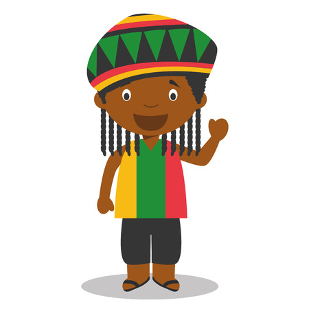 Character from Jamaica dressed in the traditional way With dreadlocks. Vector Illustration. Kids of the World Collection.のイラスト素材
