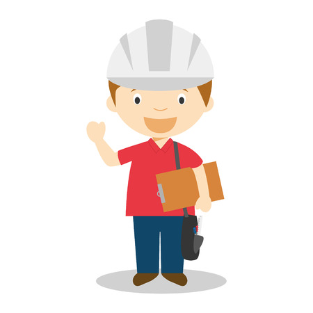 Cute cartoon vector illustration of an engineerのイラスト素材